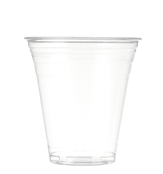 Clear disposable plastic drinking cup